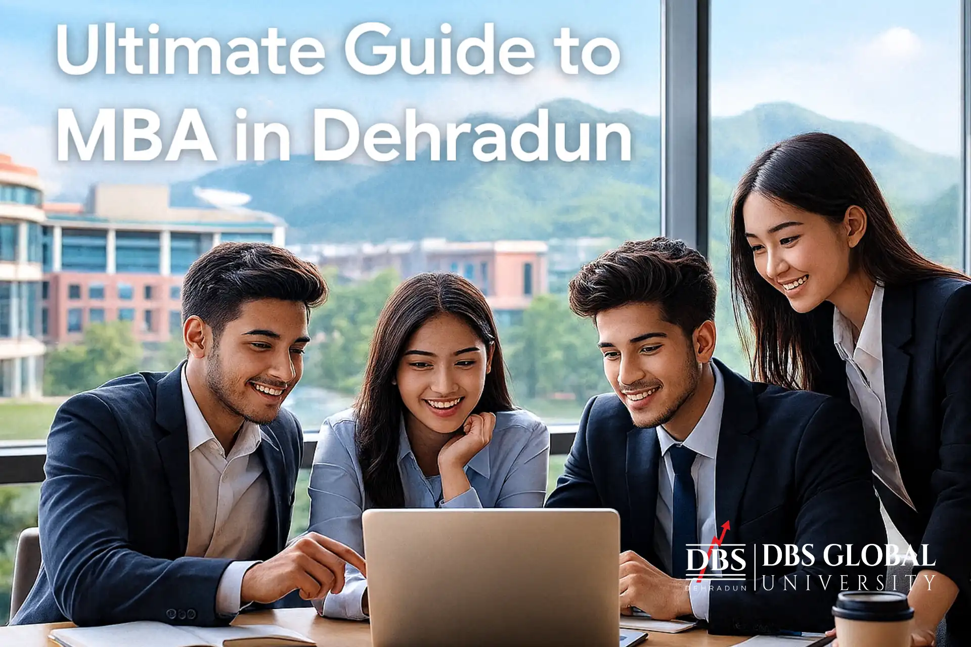 Student group of MBA MBA in Dehradun collaborating together